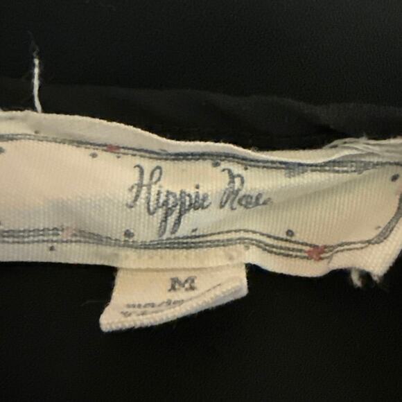 Hippie Rose Black Half Sleeve V Neck Lightweight Relaxed Fit Blouse Top Size M - Picture 3 of 4